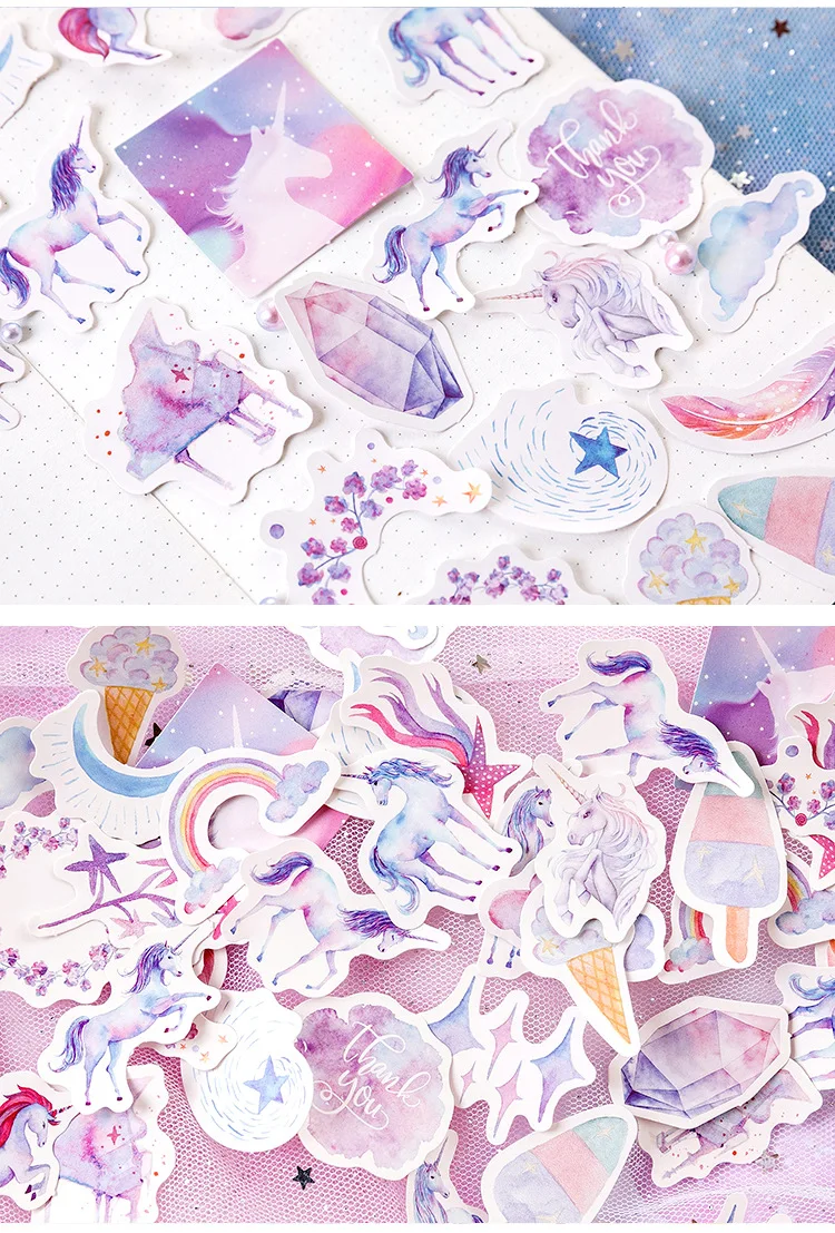 46pcs Kawaii Flower Poetry Stickers Cute Diary Labels DIY Scrapbooking Stationery Decorations