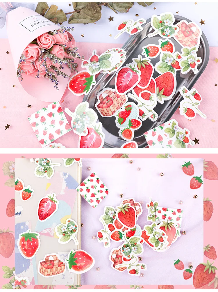 46pcs Kawaii Flower Poetry Stickers Cute Diary Labels DIY Scrapbooking Stationery Decorations