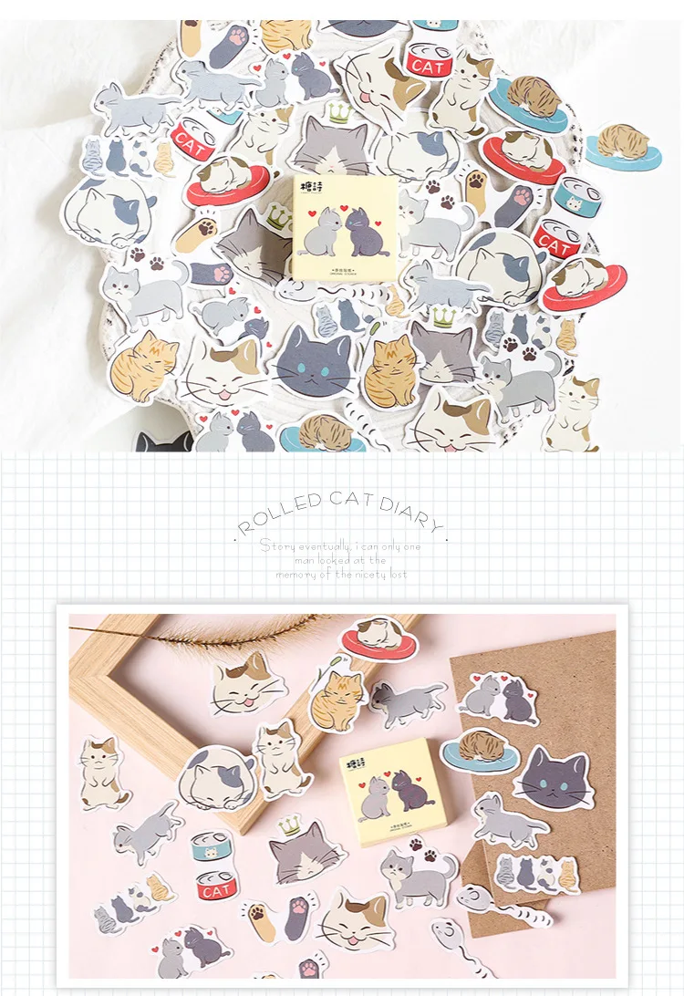 46pcs Kawaii Flower Poetry Stickers Cute Diary Labels DIY Scrapbooking Stationery Decorations