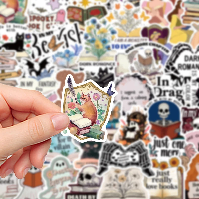 50PCS Aesthetic Dark Romance Reader Cartoon Bookish Stickers Aesthetic Decals Ipad Phone Laptop Diary Stickers Kids Toys Gifts