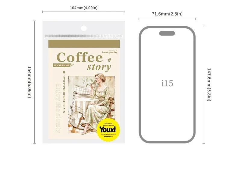 1pack/2pack 4 Styles Coffee Themed Sticker Books Café Stories Series DIY Journal Decor Materials