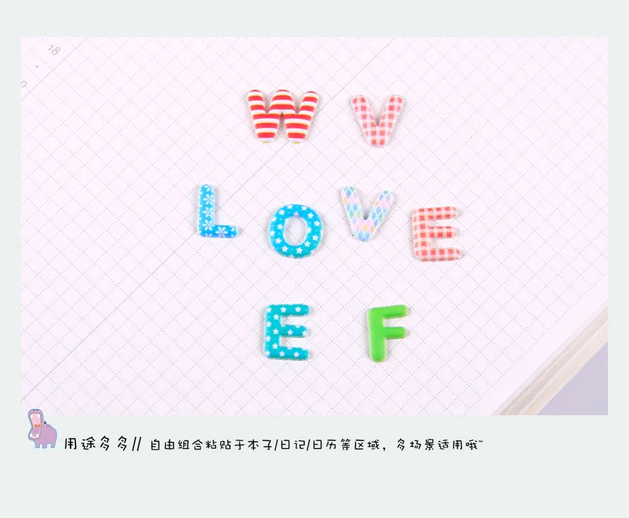 4 pcs Cartoon Animal English Letters Puffy 3D Stickers Adhesive Sticker DIY Scrapbooking Cute Stationery School Office Supplies