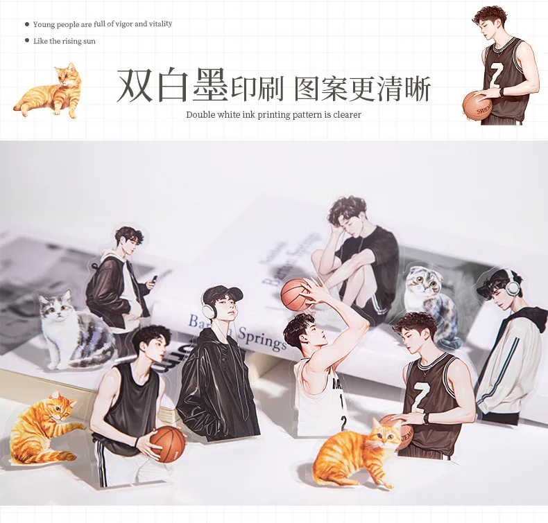 20pcs/1lot kawaii Stationery Sticker Cat Whispering Boy junk journal Decorative Scrapbooking DIY Craft Sticker