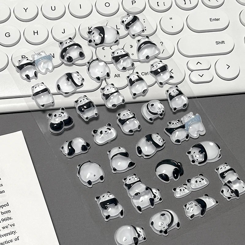 Korean Import Original NEKONI Cartoon Animals Panda Cats 3D Relief Stickers Scrapbooking Diy Journal Cute Stationery Sticker