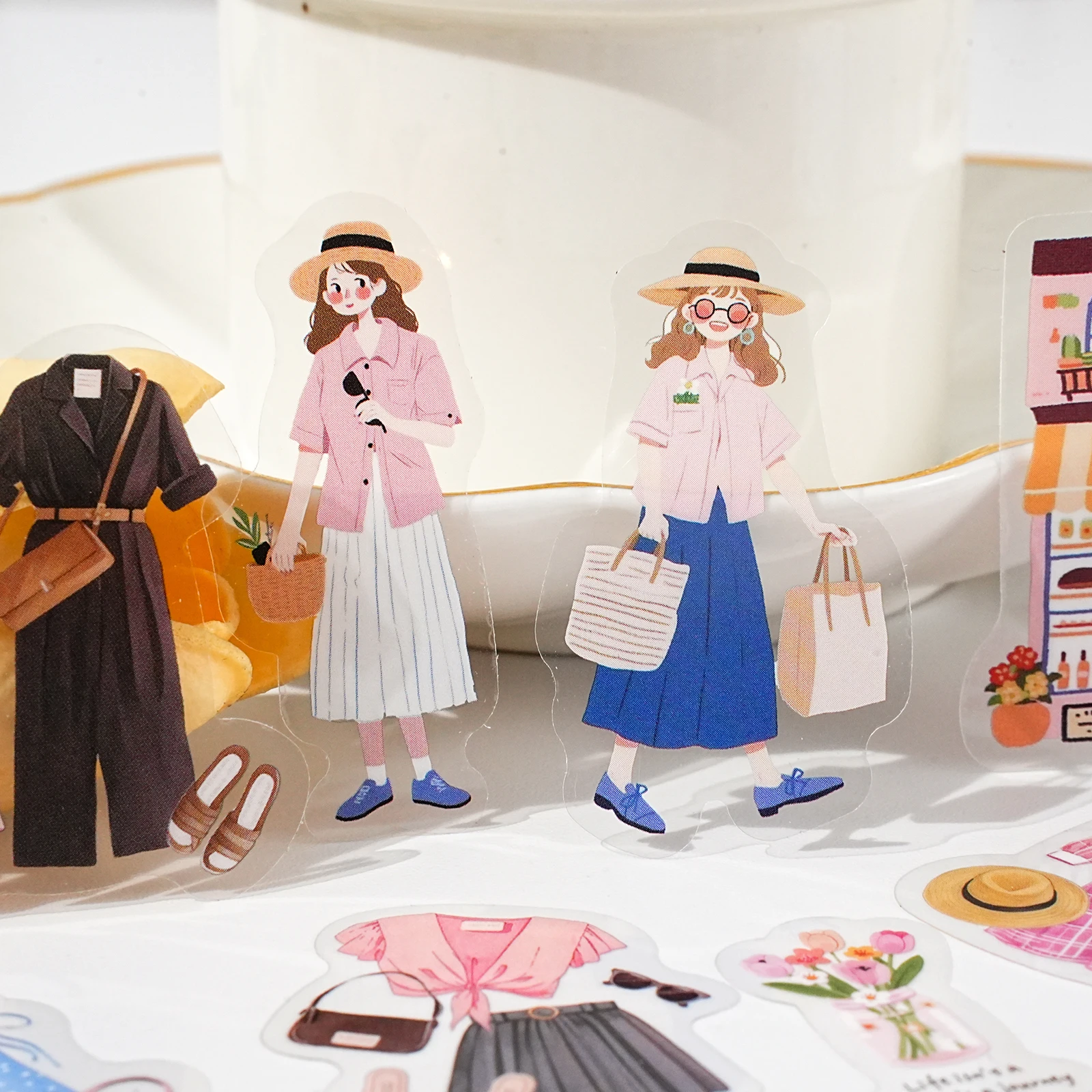 Etori Life Brighten Your Daily Series Korean-Style Ins Character Life Cute Pattern Stickers for Decorating Laptops, Phone Cases, Suitcases, Water Bottles, Photo Albums, Poster Albums, Student Stationery Decorations, Children's Stickers, Small Gifts, Special-Shaped Die-Cutting, Easy to Carry