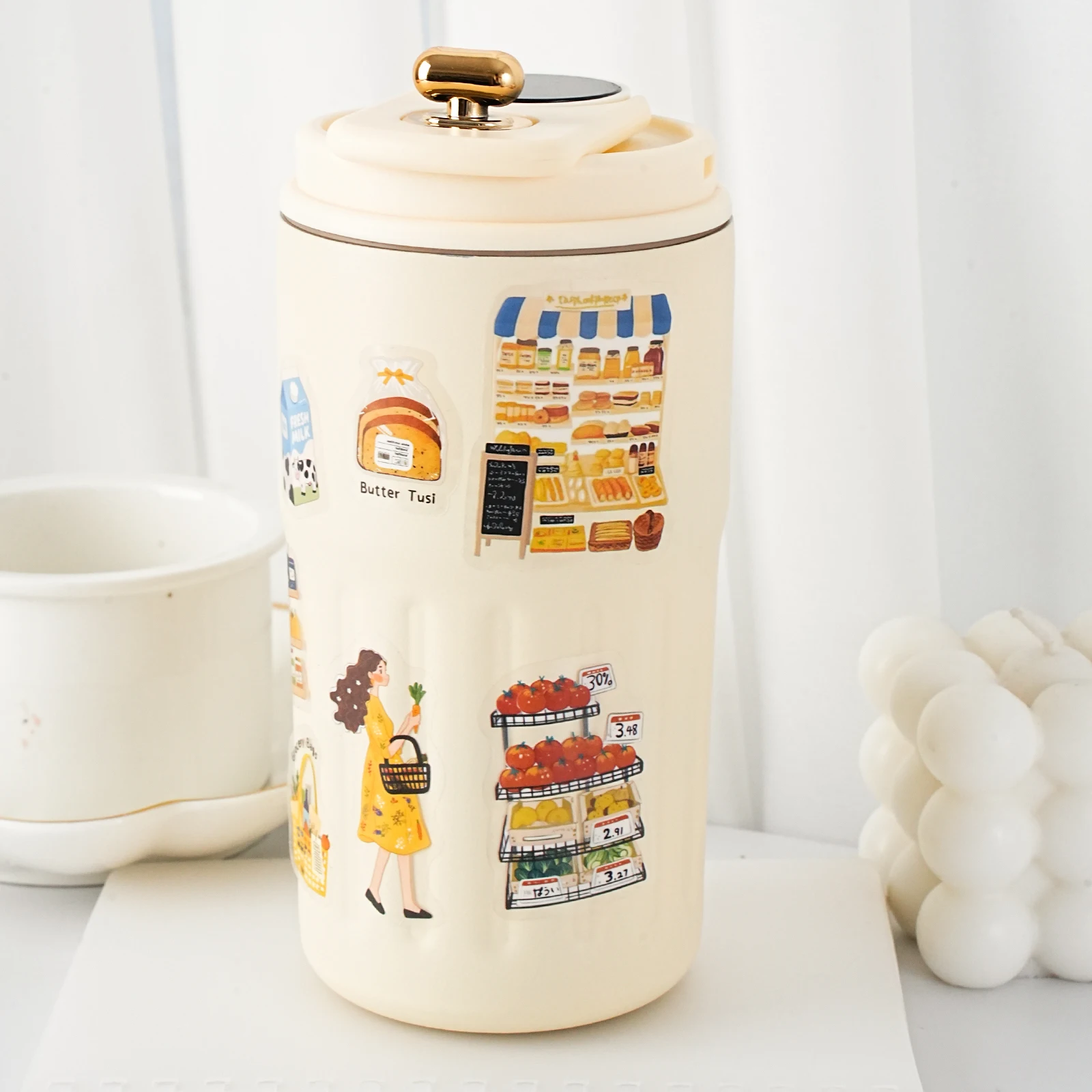 Etori Life Brighten Your Daily Series Korean-Style Ins Character Life Cute Pattern Stickers for Decorating Laptops, Phone Cases, Suitcases, Water Bottles, Photo Albums, Poster Albums, Student Stationery Decorations, Children's Stickers, Small Gifts, Special-Shaped Die-Cutting, Easy to Carry