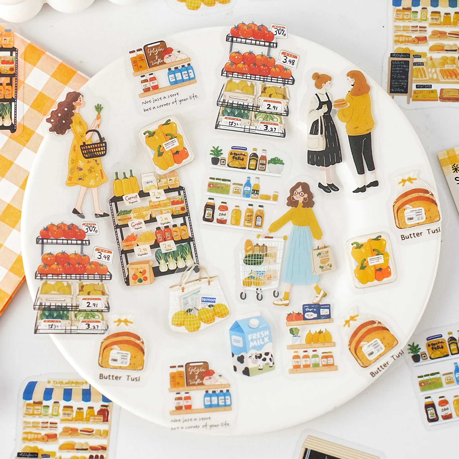 Etori Life Brighten Your Daily Series Korean-Style Ins Character Life Cute Pattern Stickers for Decorating Laptops, Phone Cases, Suitcases, Water Bottles, Photo Albums, Poster Albums, Student Stationery Decorations, Children's Stickers, Small Gifts, Special-Shaped Die-Cutting, Easy to Carry