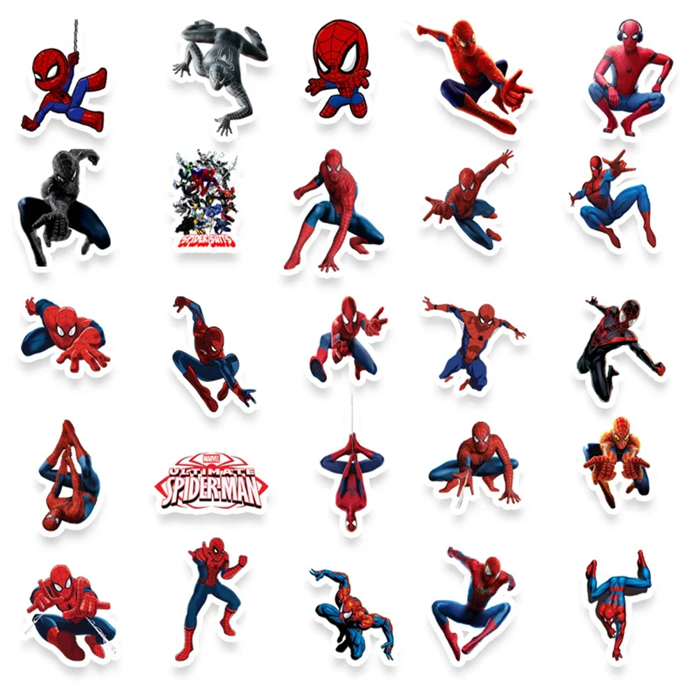 HOT 50pcs Cartoon Cool SpiderMan Stickers DIY Skateboard Fridge Motorcycle Luggage PVC Waterproof Sticker Kids Toy Gift