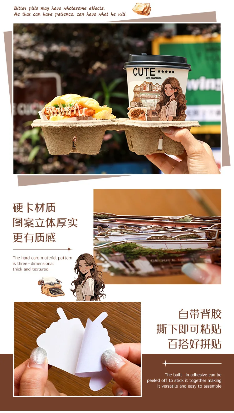20pcs/1lot Kawaii Stationery Stickers Coffee Talk Collection Diary Decorative Stickers Scrapbooking