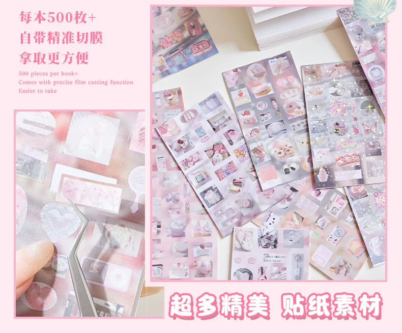 Kawaii Vanilla Handletter Series Glitter Die Cutting Stickers Book DIY Diary Scrapbook Stationery Decorative Stickers