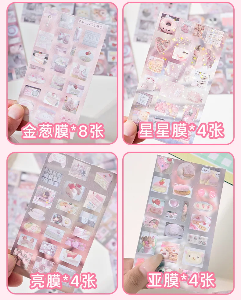 Kawaii Vanilla Handletter Series Glitter Die Cutting Stickers Book DIY Diary Scrapbook Stationery Decorative Stickers
