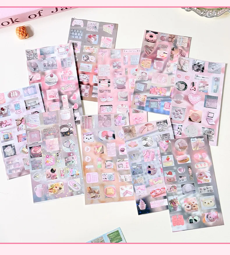 Kawaii Vanilla Handletter Series Glitter Die Cutting Stickers Book DIY Diary Scrapbook Stationery Decorative Stickers