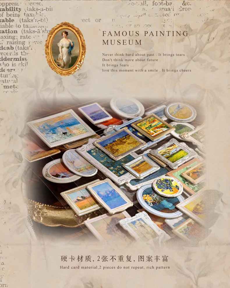 2pcs/1lot Kawaii Scrapbook Stickers Museum of Famous Paintings Junk Journal Gold Planner Stationery Planner Decorative