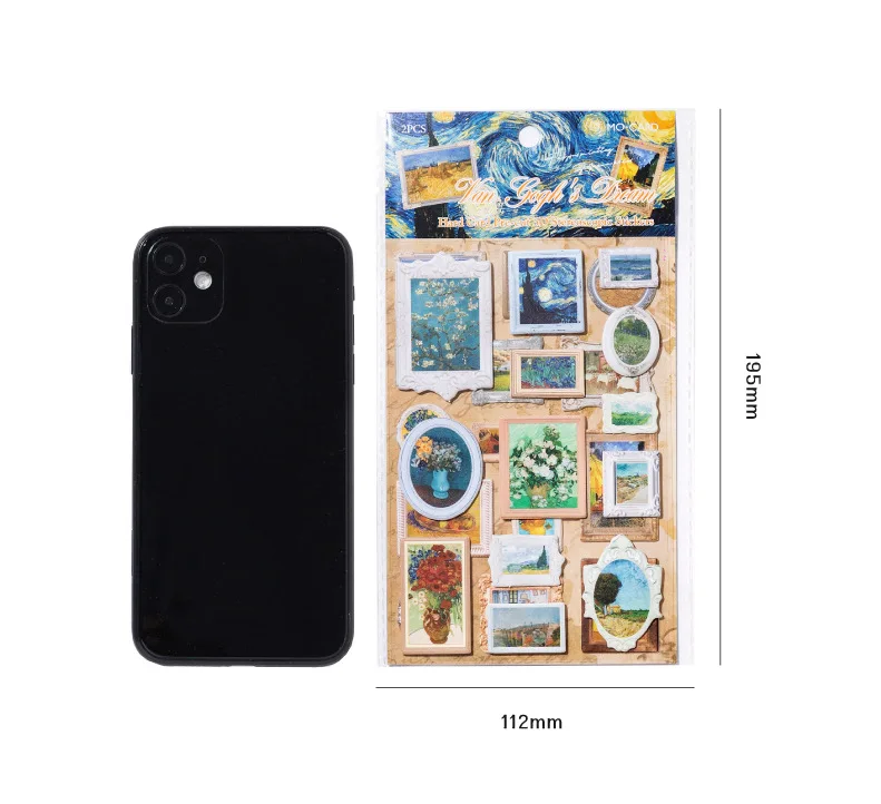 2pcs/1lot Kawaii Scrapbook Stickers Museum of Famous Paintings Junk Journal Gold Planner Stationery Planner Decorative
