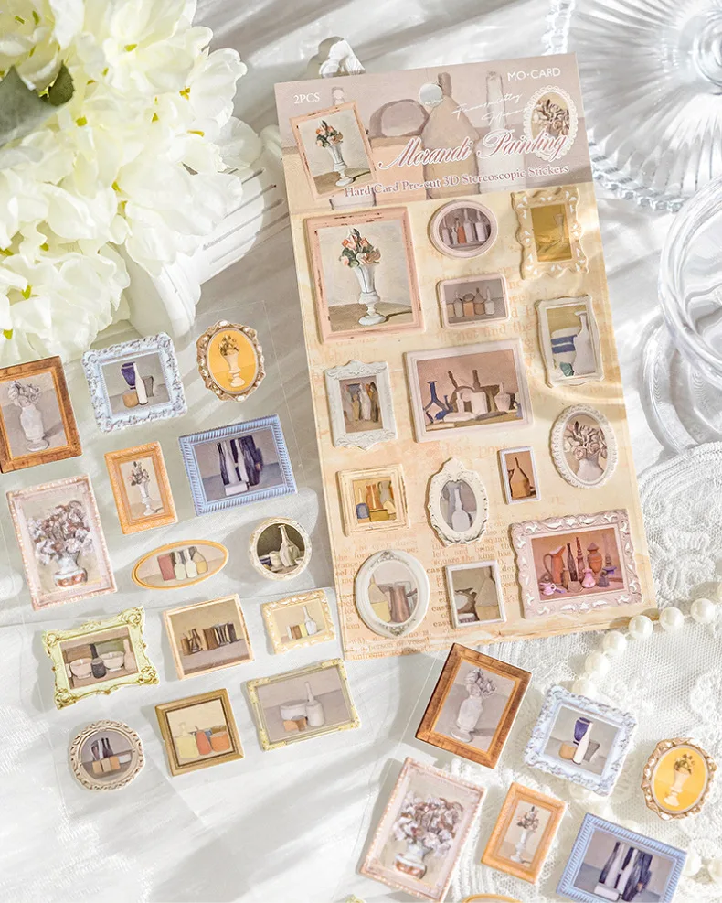 2pcs/1lot Kawaii Scrapbook Stickers Museum of Famous Paintings Junk Journal Gold Planner Stationery Planner Decorative