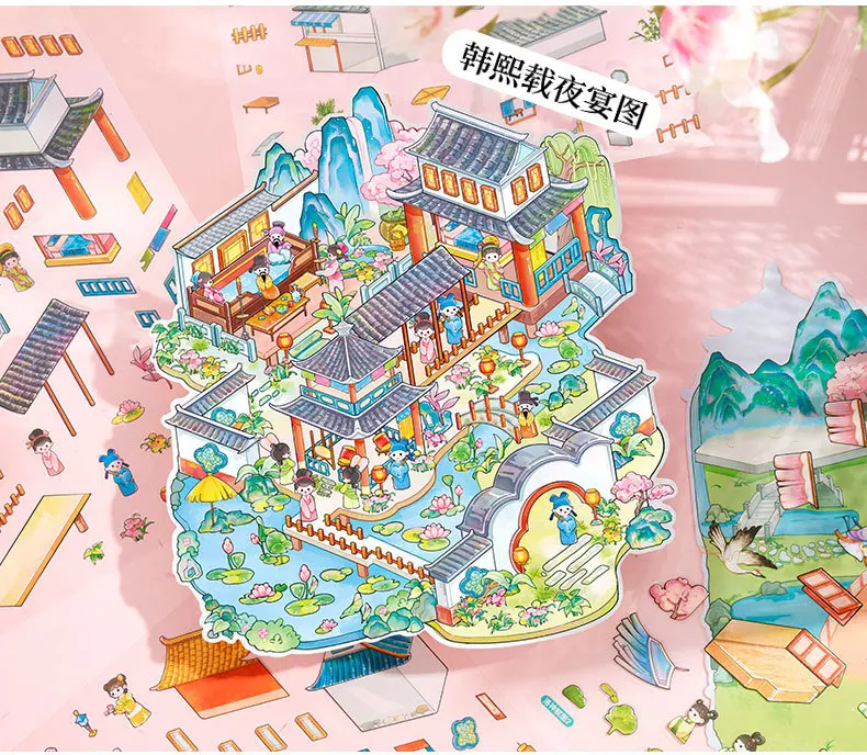 Traditional Famous Painting Series Kawaii 3D Miniature Scene Stickers DIY Scrapbook Handmade Stacking Stationery Stickers