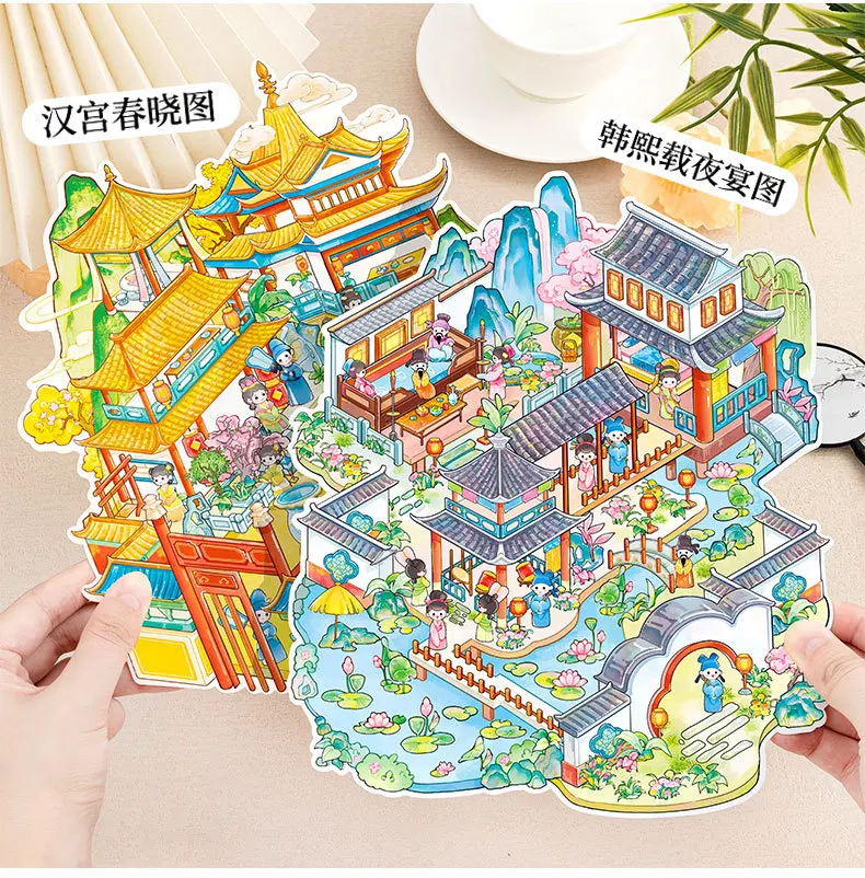 Traditional Famous Painting Series Kawaii 3D Miniature Scene Stickers DIY Scrapbook Handmade Stacking Stationery Stickers