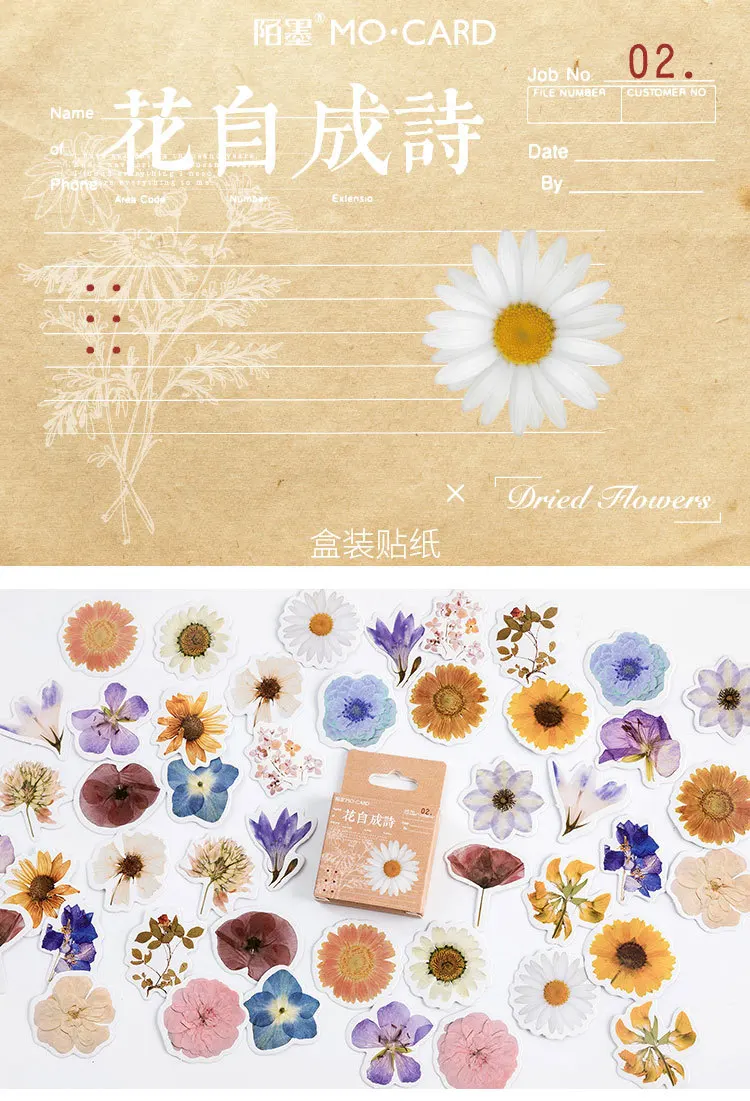 46pcs Autumn Flower Stickers Set for DIY Scrapbooking Diary Planner Creative Handmade Craft Supplies for Album Decoration