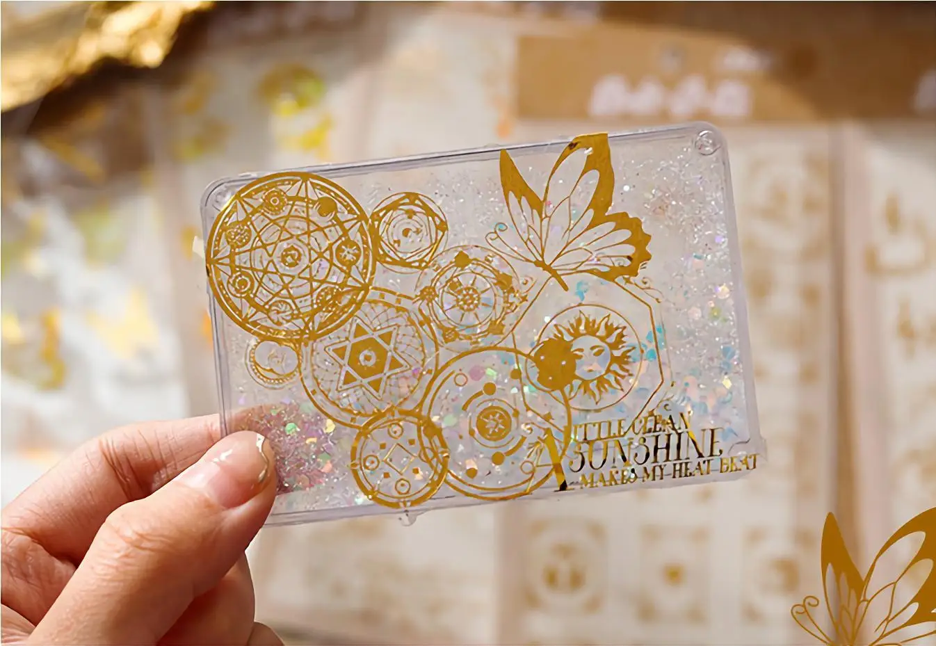 Golden Romance Series Vintage Journal Stickers Cute Scrapbooking Decoration Hologram Deco Butterfly Flower Whales DIY
