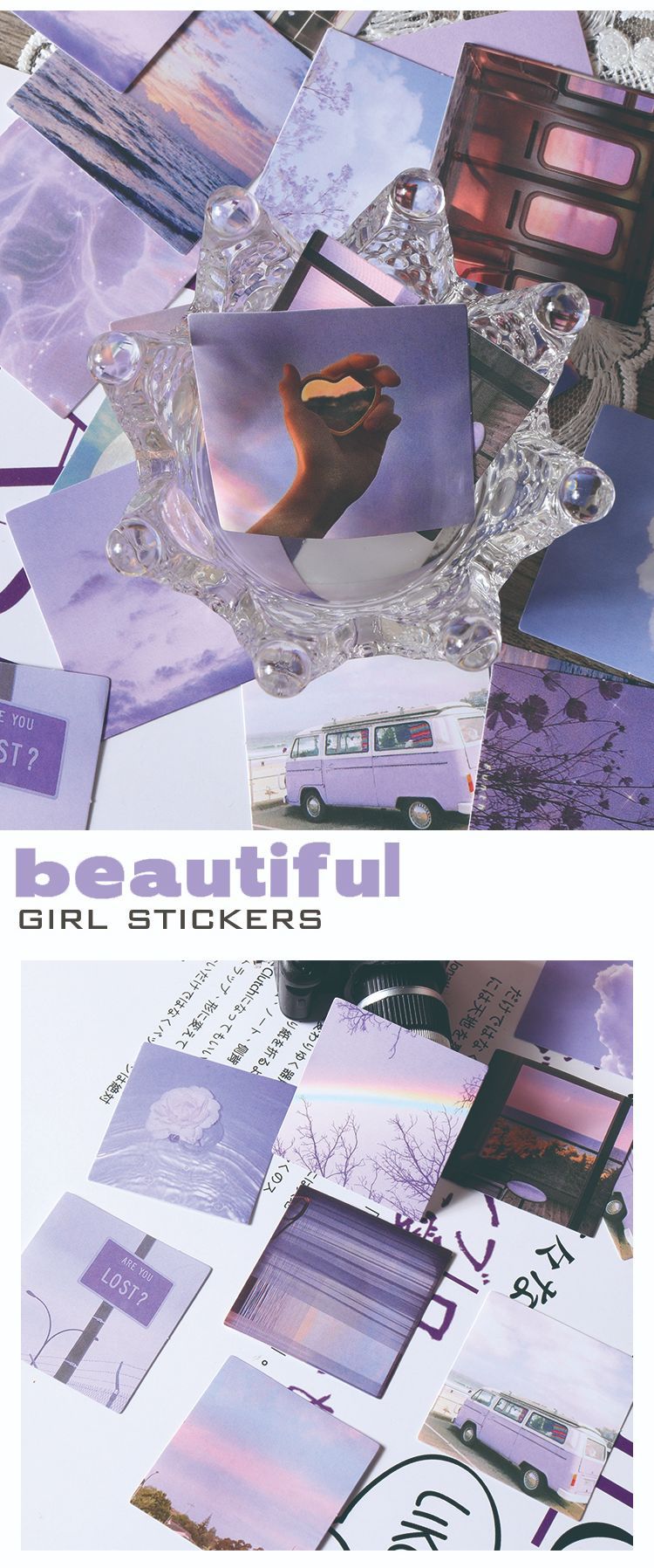 46pcs Foggy Decorative Boxed Stickers for Scrapbooking Journal Planner Diary Stationery Cup Phone Album Label
