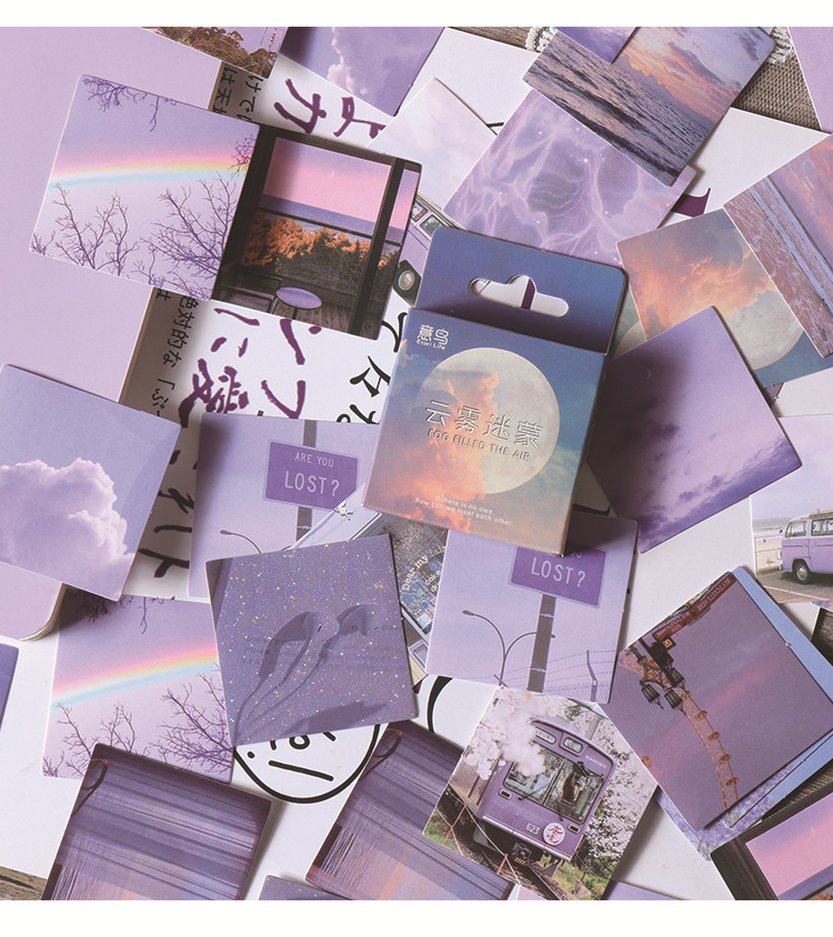 46pcs Foggy Decorative Boxed Stickers for Scrapbooking Journal Planner Diary Stationery Cup Phone Album Label