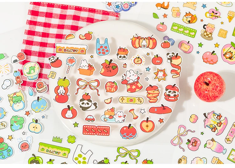 1 PC Apple Paradise Series Kawaii Cartoon Stickers DIY Diary Album Scrapbook Planner Handbook Aesthetic Supplies