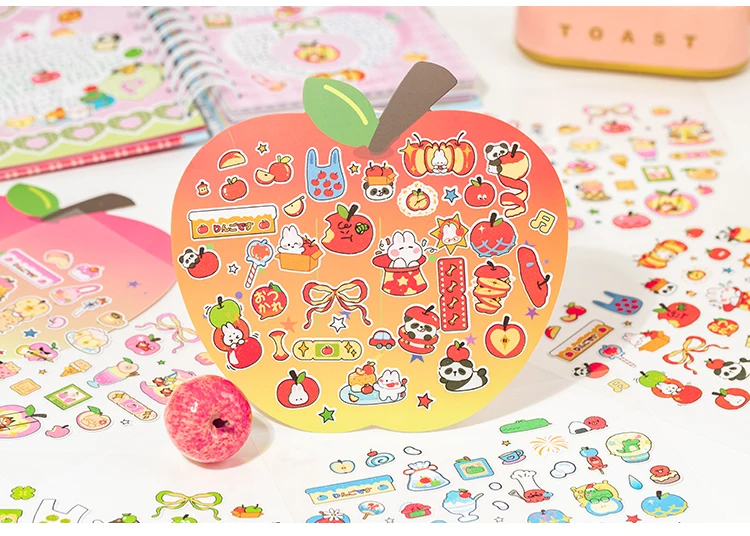 1 PC Apple Paradise Series Kawaii Cartoon Stickers DIY Diary Album Scrapbook Planner Handbook Aesthetic Supplies