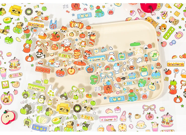 1 PC Apple Paradise Series Kawaii Cartoon Stickers DIY Diary Album Scrapbook Planner Handbook Aesthetic Supplies