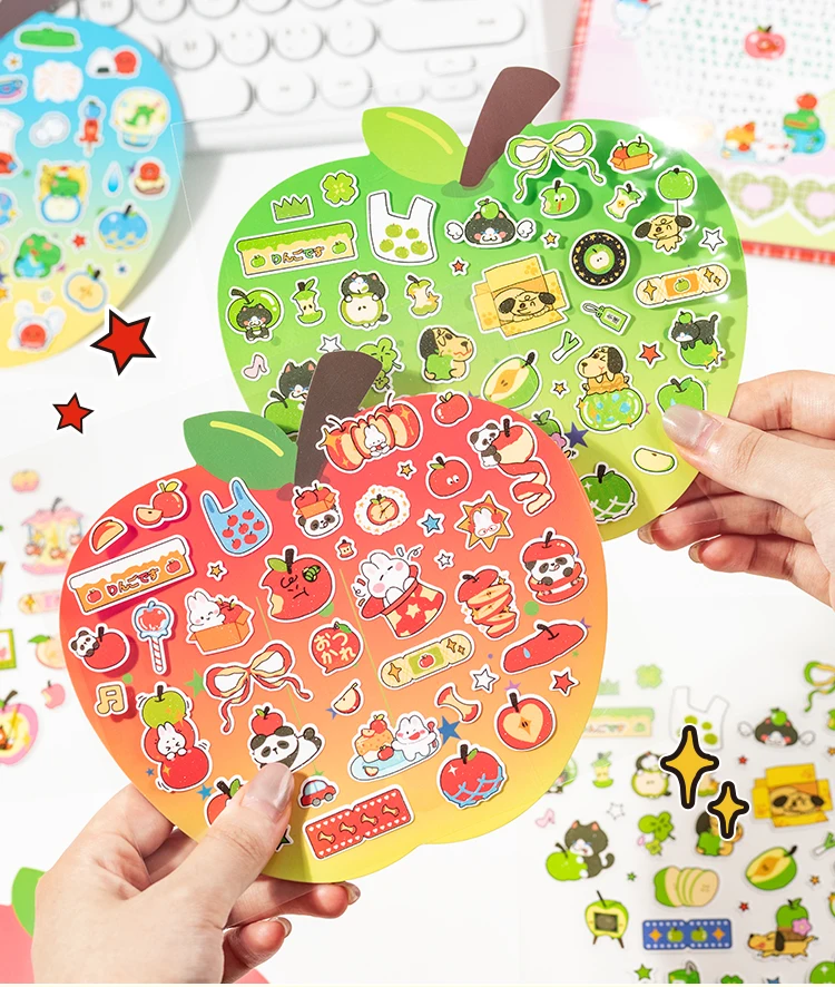 1 PC Apple Paradise Series Kawaii Cartoon Stickers DIY Diary Album Scrapbook Planner Handbook Aesthetic Supplies