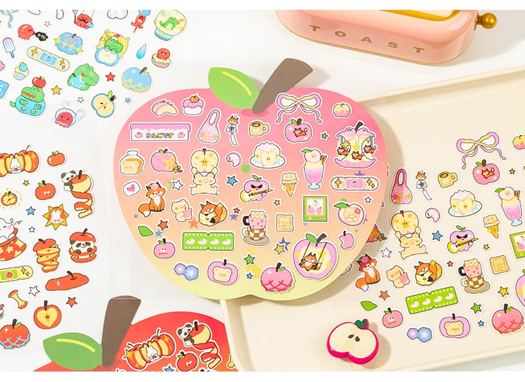 1 PC Apple Paradise Series Kawaii Cartoon Stickers DIY Diary Album Scrapbook Planner Handbook Aesthetic Supplies