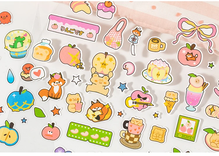 1 PC Apple Paradise Series Kawaii Cartoon Stickers DIY Diary Album Scrapbook Planner Handbook Aesthetic Supplies