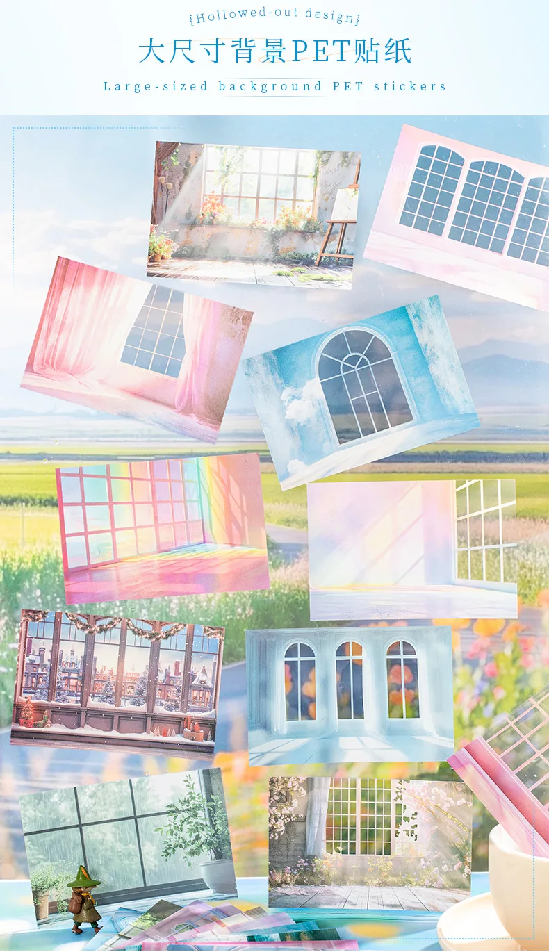 10pcs Kawaii Stationery Stickers The scenery outside the window Diary Junk Journal Planner Decorative Sticker Scrapbooking