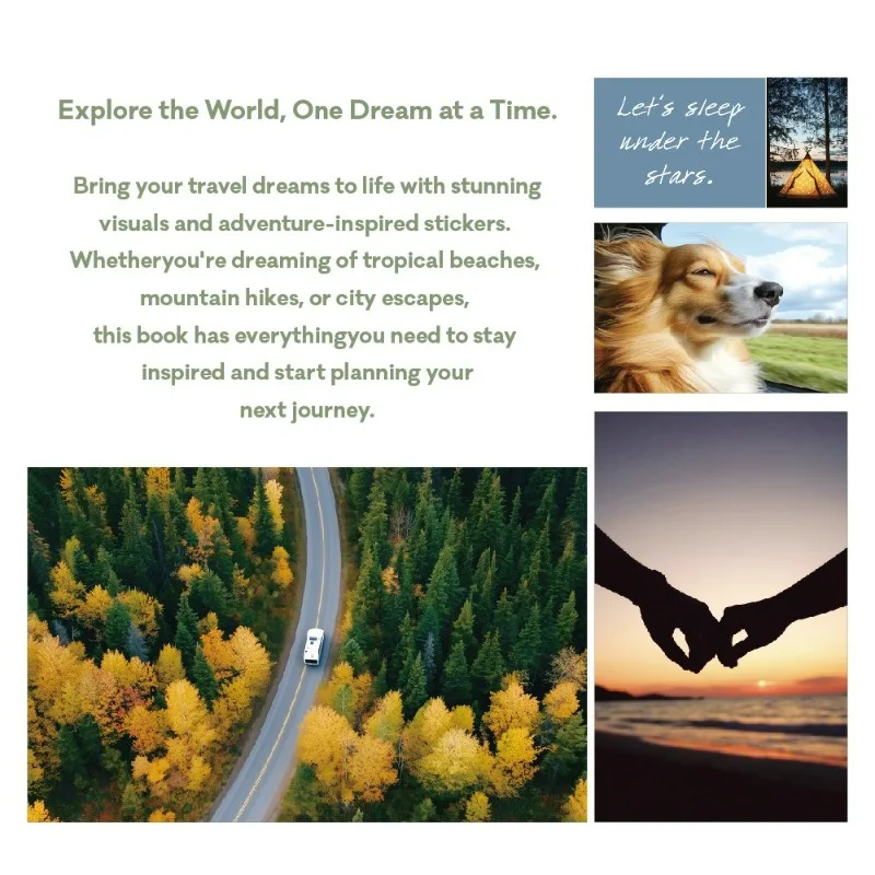 Vision board, outdoor travel, inspirational dreams and goals, DIY vision sticker book, suitable for adjusting and planning life