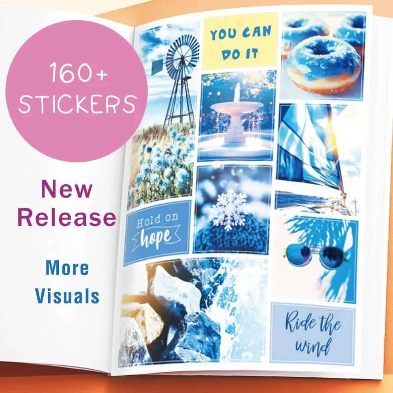 Vision board, outdoor travel, inspirational dreams and goals, DIY vision sticker book, suitable for adjusting and planning life