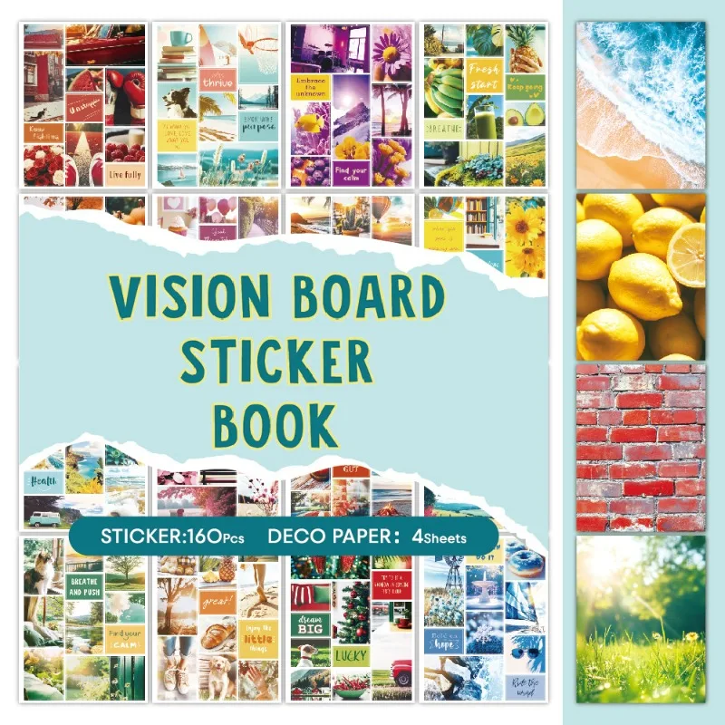 Vision board, outdoor travel, inspirational dreams and goals, DIY vision sticker book, suitable for adjusting and planning life