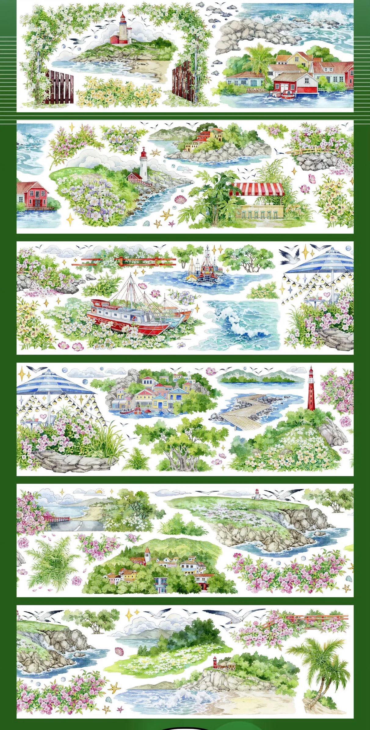 8 Designs Beautiful Girls and Landscape Floral Washi Shiny Pet Tape Loop Shine Studio