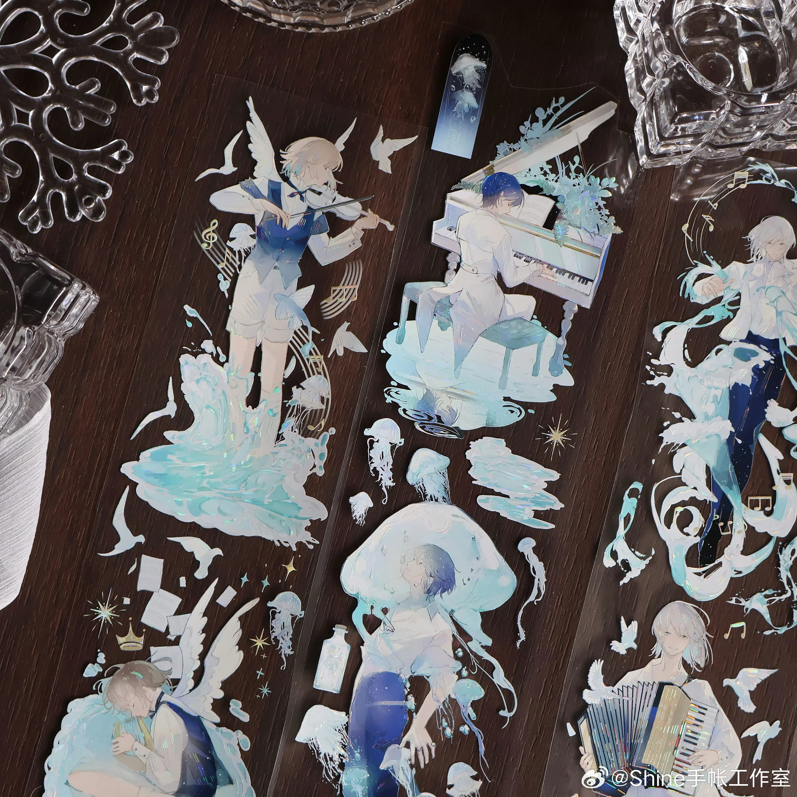 8 Designs Beautiful Girls and Landscape Floral Washi Shiny Pet Tape Loop Shine Studio