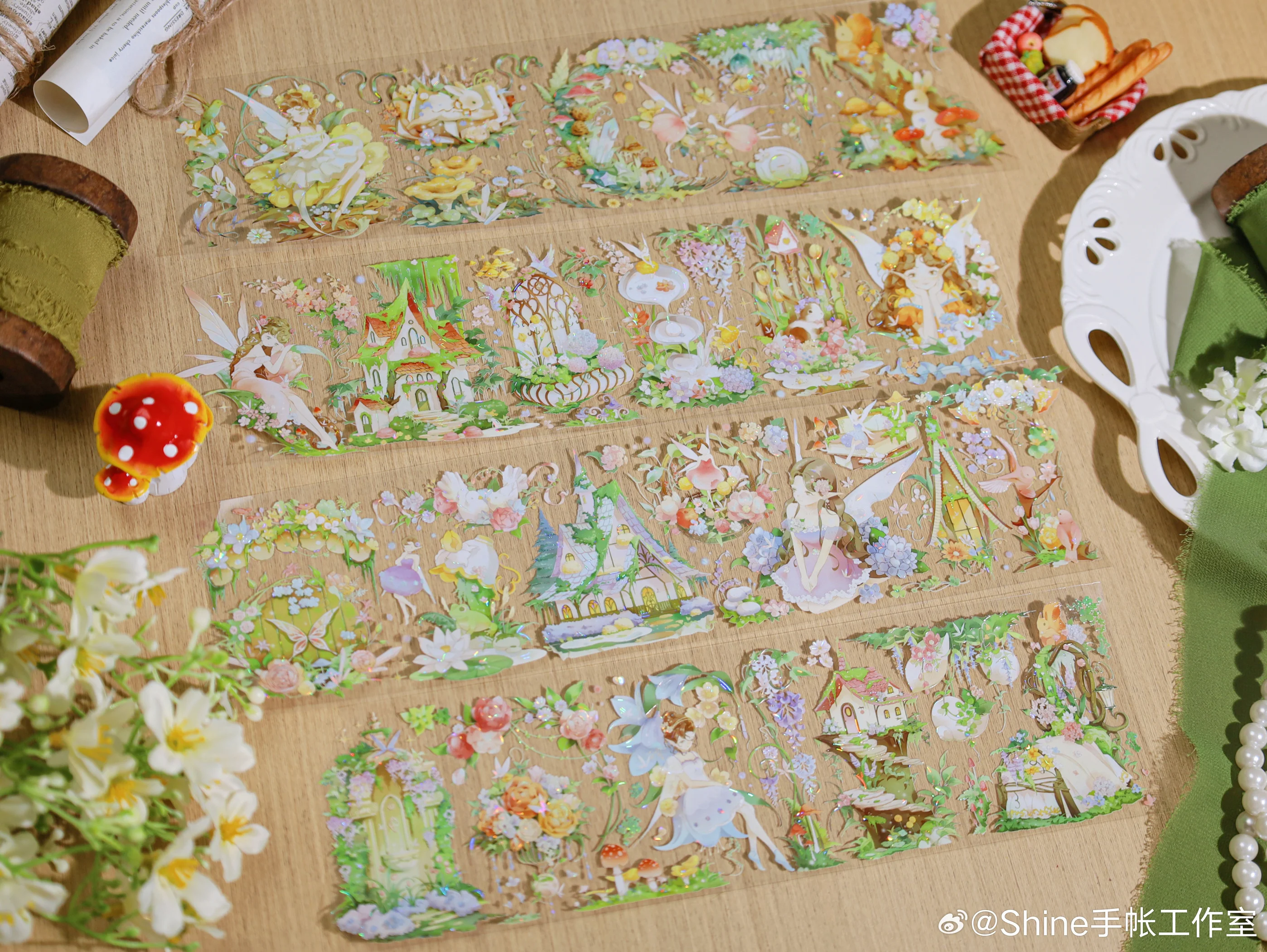 8 Designs Beautiful Girls and Landscape Floral Washi Shiny Pet Tape Loop Shine Studio