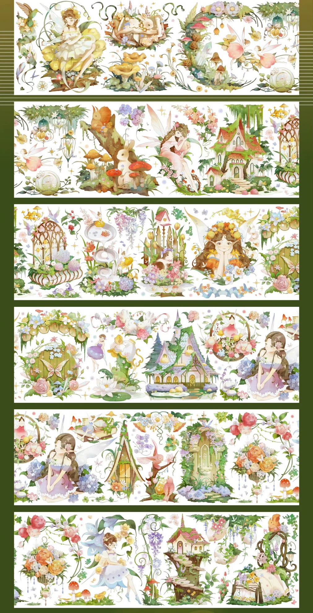 8 Designs Beautiful Girls and Landscape Floral Washi Shiny Pet Tape Loop Shine Studio