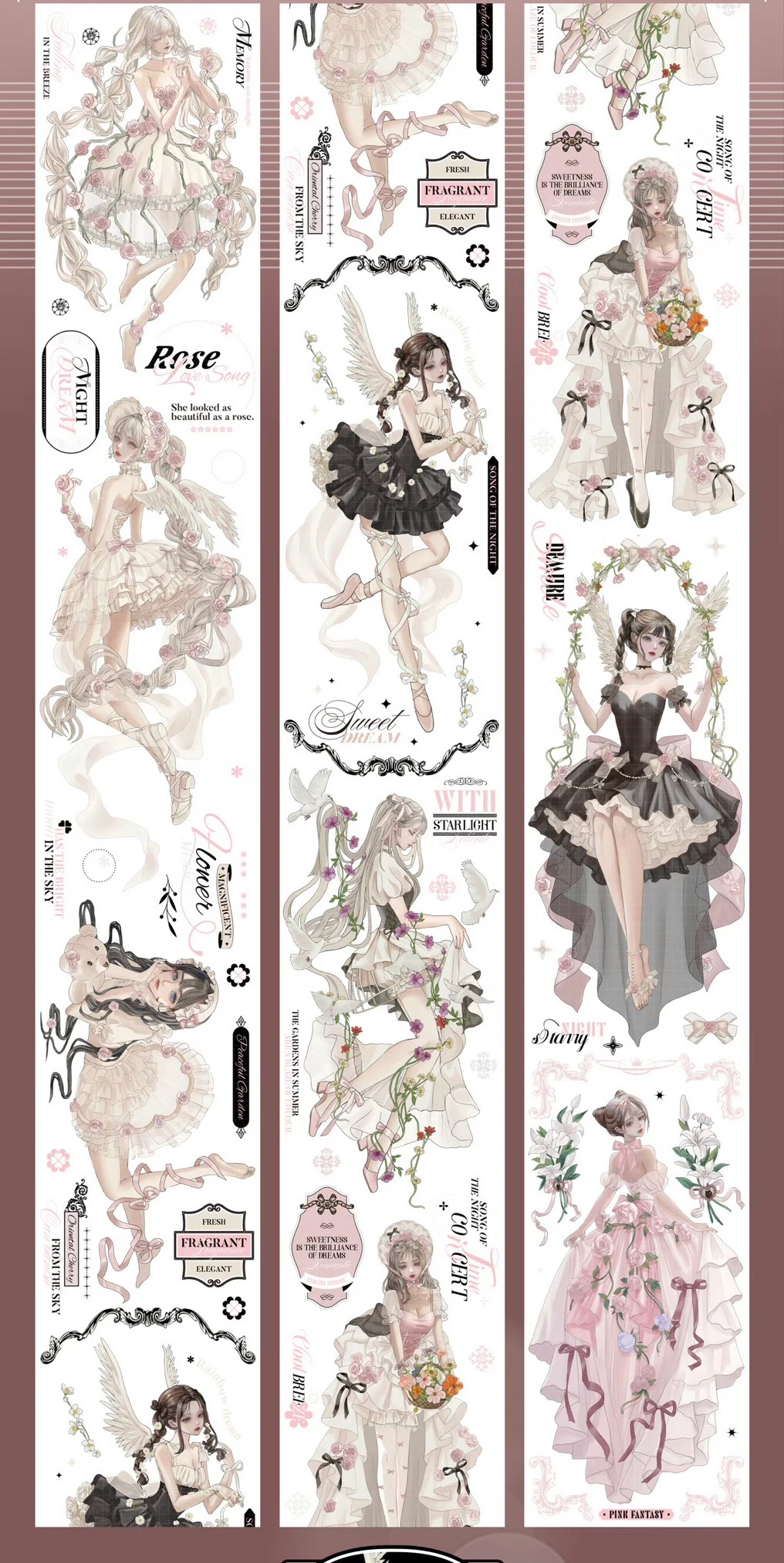 8 Designs Beautiful Girls and Landscape Floral Washi Shiny Pet Tape Loop Shine Studio