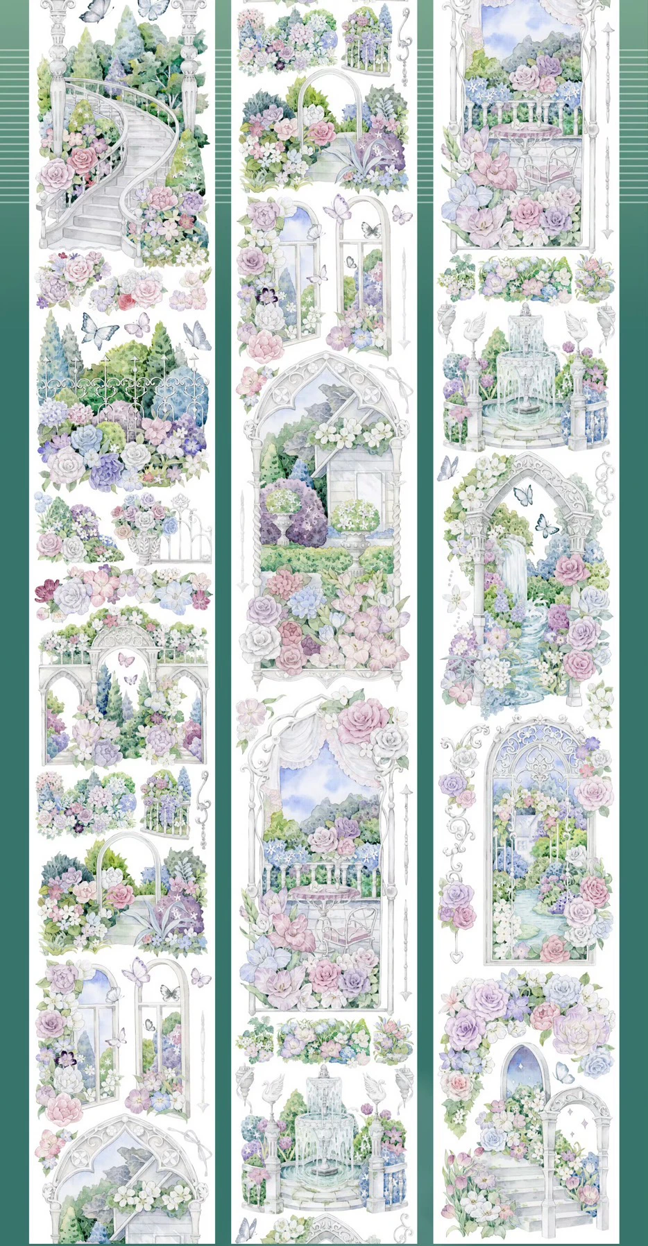 8 Designs Beautiful Girls and Landscape Floral Washi Shiny Pet Tape Loop Shine Studio