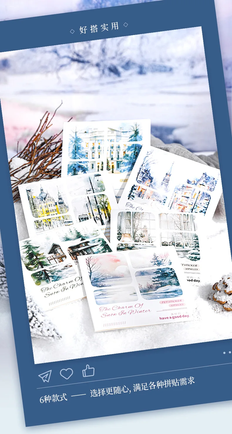 10pcs/lot Kawaii Stationery Stickers Winter Snow Rhythm Diary Planner Decorative Sticker Scrapbooking Journal Sticker