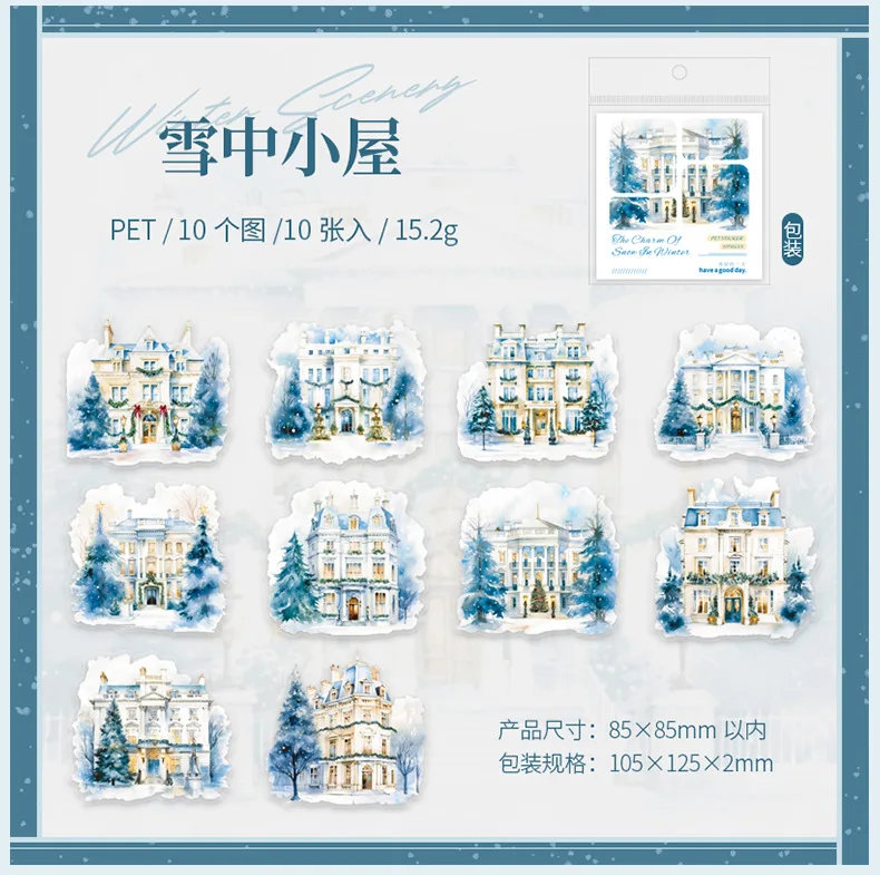 10pcs/lot Kawaii Stationery Stickers Winter Snow Rhythm Diary Planner Decorative Sticker Scrapbooking Journal Sticker