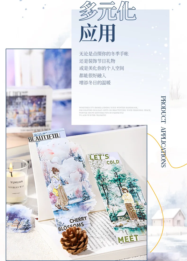 10pcs/lot Kawaii Stationery Stickers Winter Snow Rhythm Diary Planner Decorative Sticker Scrapbooking Journal Sticker