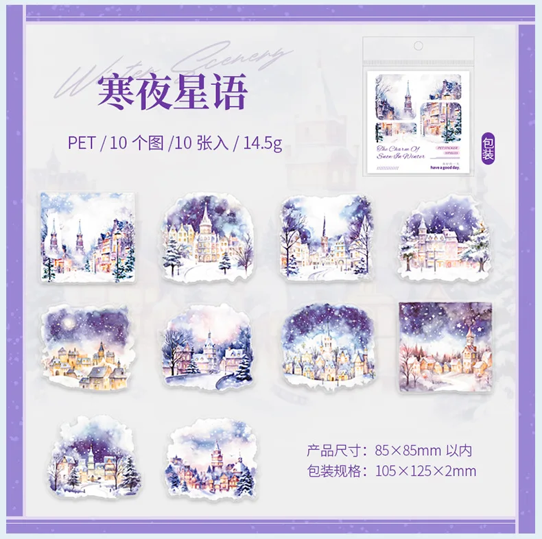 10pcs/lot Kawaii Stationery Stickers Winter Snow Rhythm Diary Planner Decorative Sticker Scrapbooking Journal Sticker