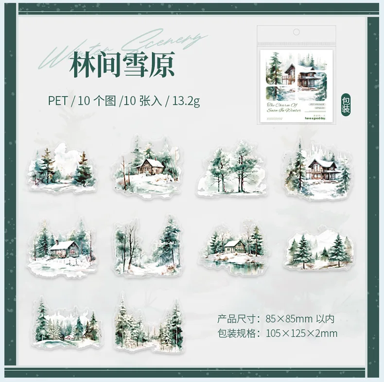 10pcs/lot Kawaii Stationery Stickers Winter Snow Rhythm Diary Planner Decorative Sticker Scrapbooking Journal Sticker