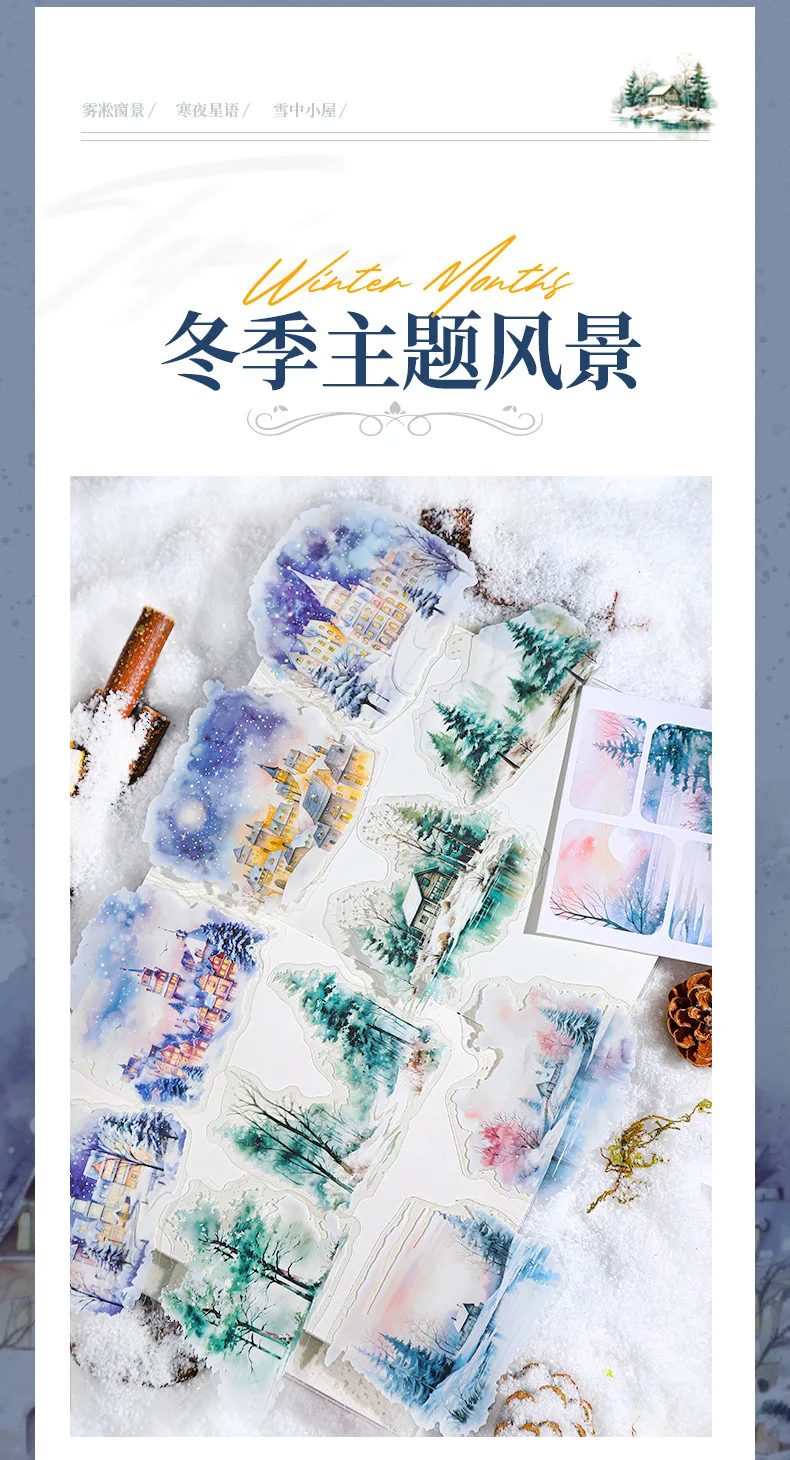 10pcs/lot Kawaii Stationery Stickers Winter Snow Rhythm Diary Planner Decorative Sticker Scrapbooking Journal Sticker