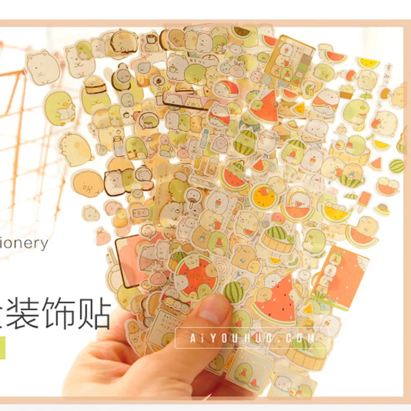 1PCS Kawaii Cartoon Animal Watermelon Sticker Hand Account Diary DIY Decoration Stationery Sticker