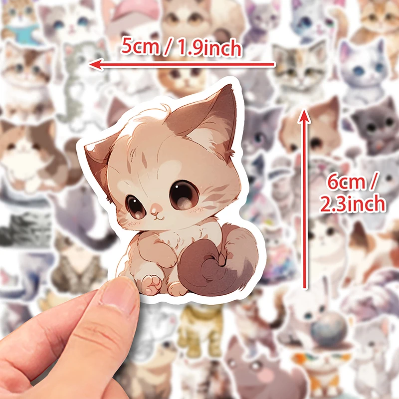 10/30/50PCS Cute Light Color Cat PVC Sticker Aesthetic Decoration Scrapbooking Korean Stationery School Supplies