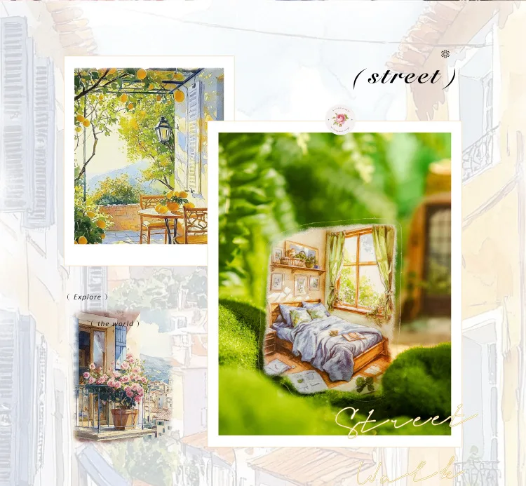 15pcs/1lot Kawaii Scrapbook Stickers Street Walk Junk Journal Gold Planner Stationery Sticker Planner Decorative